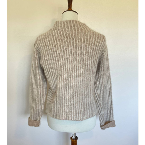 Vince Ribbed Funnel Neck Alpaca & Merino Wool Blend Sweater - Picture 4 of 6